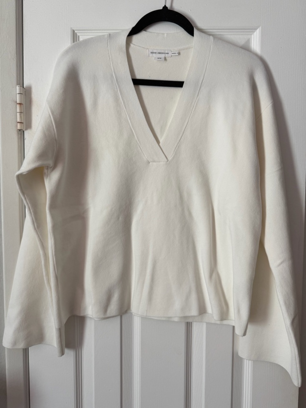 NWT Good American Cream Gauze V-Neck Top